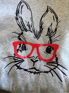 Gray Bunny Graphic Pet Tee with Red Glasses